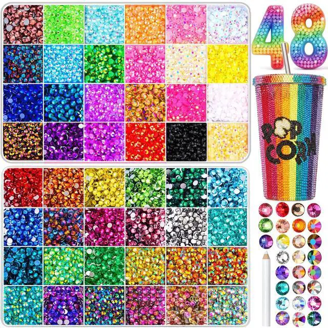 Main image of 48000Pcs Resin Jelly Rhinestones for Crafting, Bedazzling Kit with Flatback Gems Rhinestones, 48 Color 3mm Flatback Gems for Diamond Art DIY Crafts Clothing Shoes Nail Art Decoration