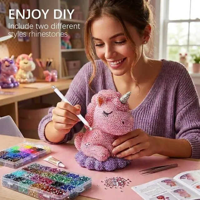Alt view image 2 of 7 - 48000Pcs Resin Jelly Rhinestones for Crafting, Bedazzling Kit with Flatback Gems Rhinestones, 48 Color 3mm Flatback Gems for Diamond Art DIY Crafts Clothing Shoes Nail Art Decoration