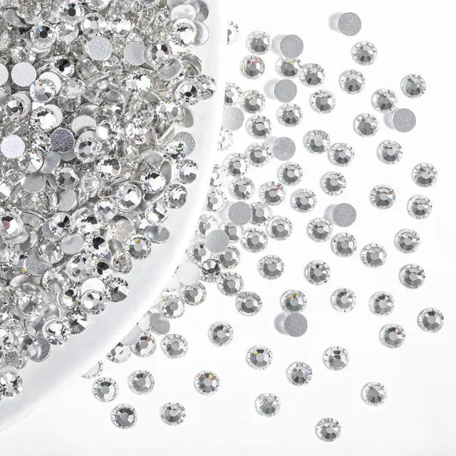 Alt view image 3 of 6 - Flat Back Crystal Rhinestones Bulk, Crystal, SS10, 14400pcs | Flatback Glass Gems for Nails Crafts Clothes DIY Decoration, Glue Fix, 2.7-2.9mm