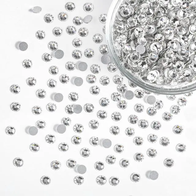 Alt view image 4 of 6 - Flat Back Crystal Rhinestones Bulk, Crystal, SS10, 14400pcs | Flatback Glass Gems for Nails Crafts Clothes DIY Decoration, Glue Fix, 2.7-2.9mm