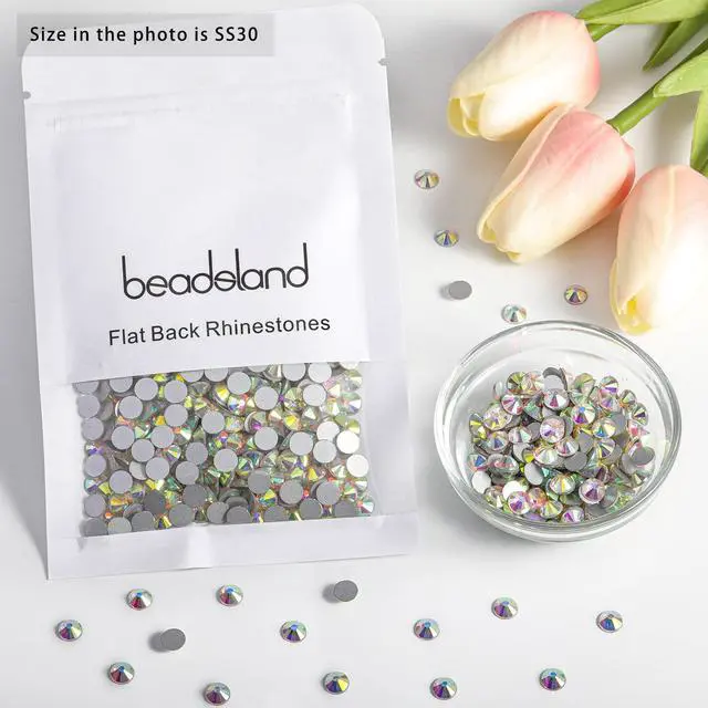 Alt view image 4 of 6 - Flat Back Crystal Rhinestones,Crystal AB, SS30, 288pcs | Flatback Glass Gems, for Nail Art Craft, Glue Fix, 6.3-6.5mm
