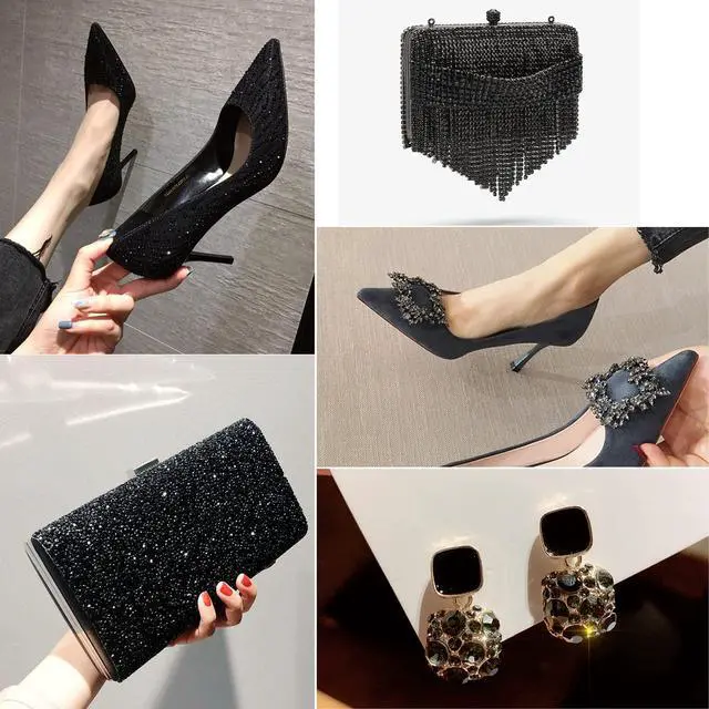 Alt view image 7 of 7 - Rhinestones for Makeup,8 Sizes 2500pcs Black Flatback Rhinestones Face Gems for Nails Crafts with Tweezers and Wax Pencil,Black,SS4-SS30