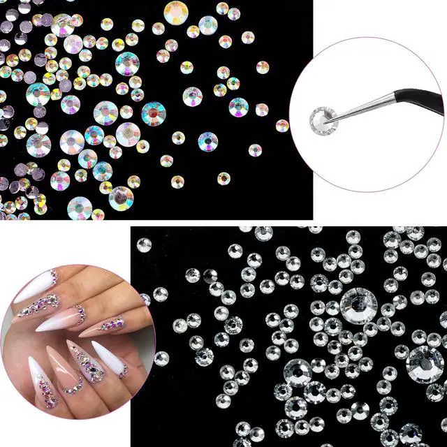 Alt view image 5 of 7 - 3348PCS Rhinestones Crystal AB Rhinestones for Nail with 5Pcs 3ml B7000 Jewelry Glue and Pick Up Tweezers and Nail Rhinestone Picker, Nail Art Tools,Stocking Stuffers Gifts for Women