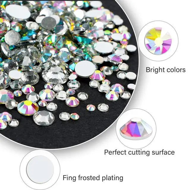 Alt view image 6 of 7 - 3348PCS Rhinestones Crystal AB Rhinestones for Nail with 5Pcs 3ml B7000 Jewelry Glue and Pick Up Tweezers and Nail Rhinestone Picker, Nail Art Tools,Stocking Stuffers Gifts for Women