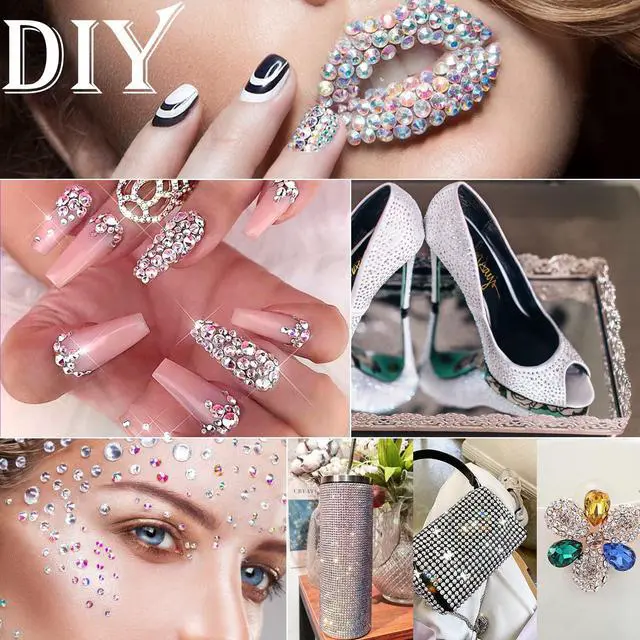 Alt view image 7 of 7 - 3348PCS Rhinestones Crystal AB Rhinestones for Nail with 5Pcs 3ml B7000 Jewelry Glue and Pick Up Tweezers and Nail Rhinestone Picker, Nail Art Tools,Stocking Stuffers Gifts for Women