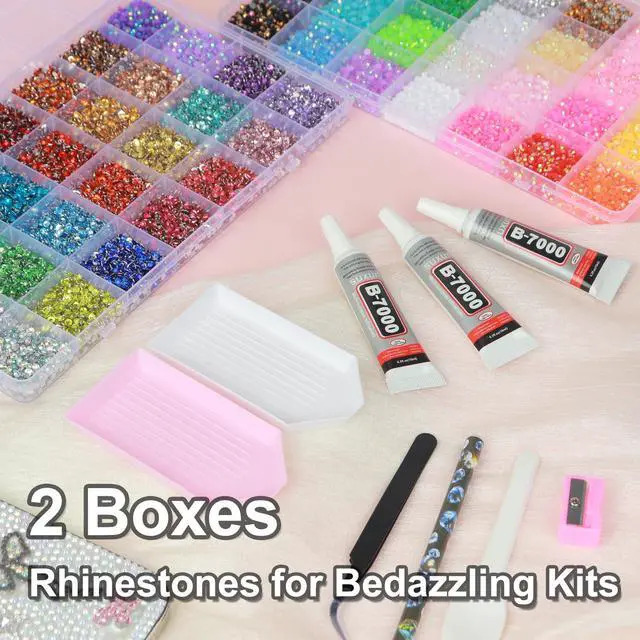 Alt view image 3 of 7 - 56 Colors Rhinestones for Bedazzling, 2 Boxes 3mm Multicolor Resin Jelly Flatback Gems with 3 Pcs B7000 Jewelry Glue & Tools, Bedazzler Kit for DIY Crafts Book Clothes Makeup Shoes Gifts Decor