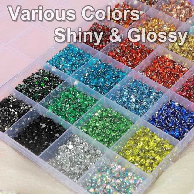 Alt view image 5 of 7 - 56 Colors Rhinestones for Bedazzling, 2 Boxes 3mm Multicolor Resin Jelly Flatback Gems with 3 Pcs B7000 Jewelry Glue & Tools, Bedazzler Kit for DIY Crafts Book Clothes Makeup Shoes Gifts Decor