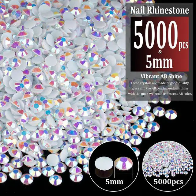 Alt view image 2 of 7 - 5000pcs 5mm Resin Rhinestones Bulk, White AB Flatback Round Jelly Rhinestones Bedazzling Non Hotfix Crystal Gems Large Quantity Wholesale for DIY Crafts Clothes Bottles Tumblers Face Makeup Manicure