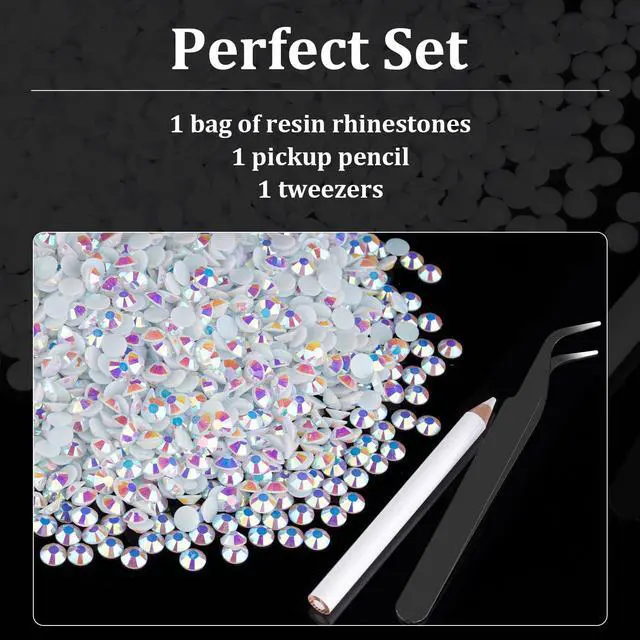 Alt view image 4 of 7 - 5000pcs 5mm Resin Rhinestones Bulk, White AB Flatback Round Jelly Rhinestones Bedazzling Non Hotfix Crystal Gems Large Quantity Wholesale for DIY Crafts Clothes Bottles Tumblers Face Makeup Manicure