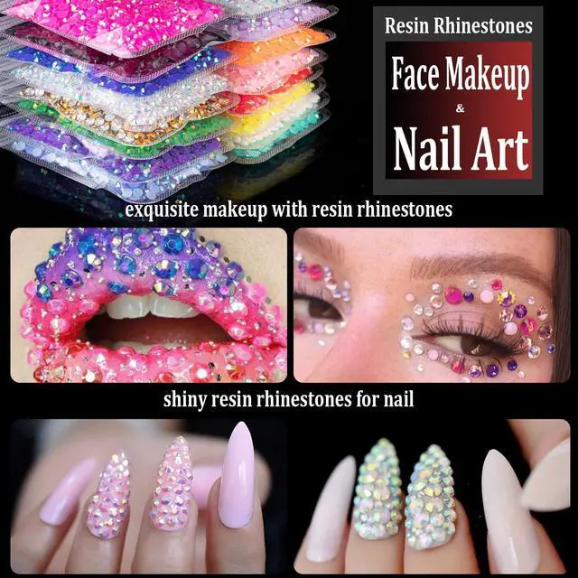 Alt view image 7 of 7 - 5000pcs 5mm Resin Rhinestones Bulk, White AB Flatback Round Jelly Rhinestones Bedazzling Non Hotfix Crystal Gems Large Quantity Wholesale for DIY Crafts Clothes Bottles Tumblers Face Makeup Manicure