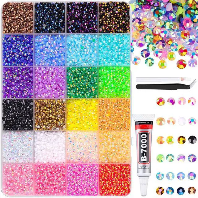 Main image of 32000Pcs Resin Jelly Rhinestones with 1 Pcs B7000 Jewelry Glue for Bedazzling, Multicolor 3mm Flatback Gems for Crafting, Bedazzler Kit for Book Crafts Clothing Shoes Fabric Decor Nail Art Makeup