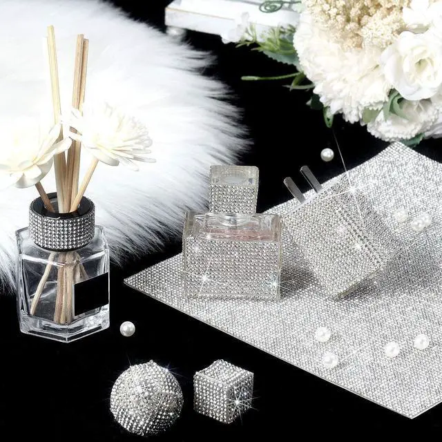 Alt view image 2 of 5 - 12000 Pcs Self-Adhesive Rhinestone Sheets Gem,White | 9.4x7.9 Inch Glitter Crystal, High-density Bling for Car Phone DIY Clothing, Easy Peel Stick Adhesive Sheet for Women Crafts
