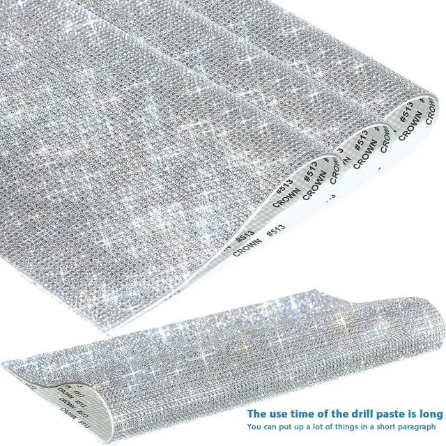 Alt view image 5 of 5 - 12000 Pcs Self-Adhesive Rhinestone Sheets Gem,White | 9.4x7.9 Inch Glitter Crystal, High-density Bling for Car Phone DIY Clothing, Easy Peel Stick Adhesive Sheet for Women Crafts