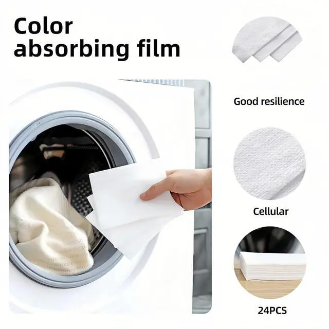 Alt view image 2 of 7 - Color Catcher Sheets 24Pack - Prevents Color Bleeding, Stops Dye Transfer for Mixed Laundry, Baby Safe, No Sorting, Deep/Dark Colors, Washer Safe (White)