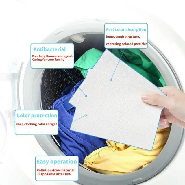 Alt view image 5 of 7 - Color catcher Color Catcher Sheets for Laundry, Allow mixed washes, Prevent color runs, and Maintain original color of clothing, 50 Count - Pack of 4 (200 Total Sheets)Color catchers for laundry