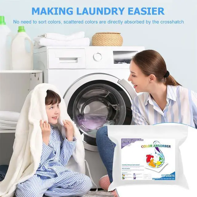 Alt view image 6 of 7 - Color Absorber Color Catcher Sheet for Laundry 50 Count Dye Grabber Sheets for Washing Mixed Cloth Home Use