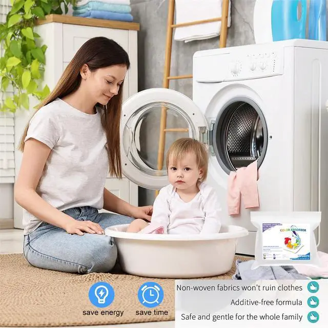 Alt view image 5 of 7 - Color Absorber Color Catcher Sheet for Laundry 50 Count Dye Grabber Sheets for Washing Mixed Cloth Home Use