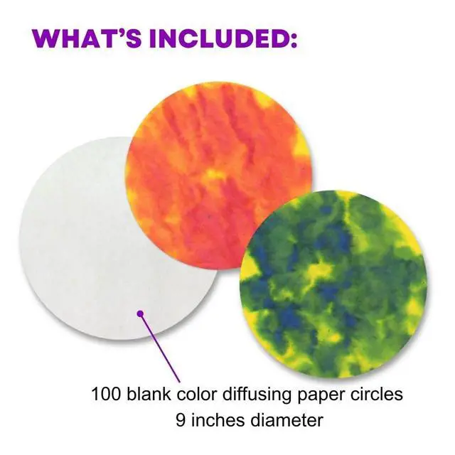Alt view image 3 of 4 - Color Diffusing Paper Circles - 100 Pre-Cut 9" Fabric-Like Sheets for Watercolor Art, Markers & Paint, Make Flowers, Snowflakes & Caterpillars, Classroom STEAM Activity, Ages 3+