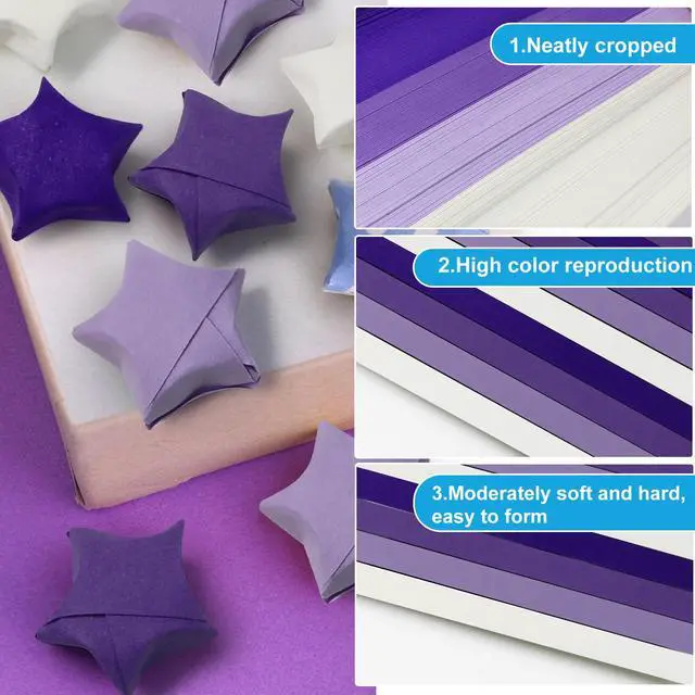 Alt view image 2 of 7 - Solid Color Star Paper Strips - 1080 Sheet, Purple Series | Origami Star Paper for Art Crafts Gift DIY Project