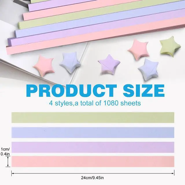 Alt view image 3 of 7 - Solid Color Star Paper Strips - 1080 Sheet, Morandi Colour | Origami Star Paper for Art Crafts Gift DIY Project