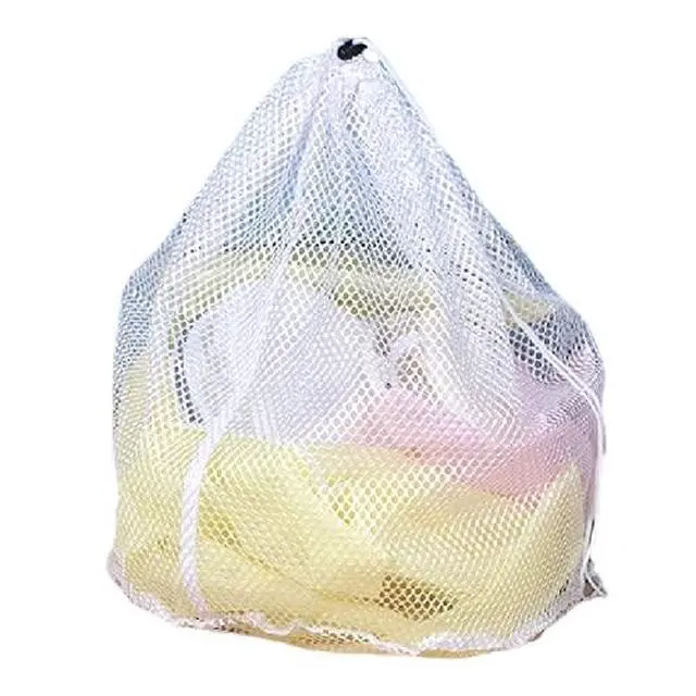 Alt view image 2 of 4 - Small Commercial Mesh Laundry Bag with Handle and Drawstring for Dormitory, Travelling, College,Apartment, Camping, RV, Machine Washable, Hanging Mesh Bag,20×17inc