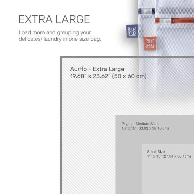 Alt view image 3 of 7 - Mesh Laundry Bags for Delicates 2 XLarge Durable Net with Anti Rust Zipper, Hanging Loop-Garment Safe Wash Bags and Organizer for Washing Machine, Lingerie, Jacket, Bra, Shoes, Sweater, Travel.