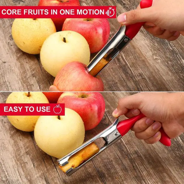 Alt view image 5 of 7 - Premium Apple Corer Tool - Easy to Use and Clean - Sturdy Apple Core Remover with Sharp Serrated Blades - Stainless Steel Corers for Apple and Pear - Core Fruits with Ease(Red)