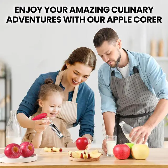 Alt view image 7 of 7 - Premium Apple Corer Tool - Easy to Use and Clean - Sturdy Apple Core Remover with Sharp Serrated Blades - Stainless Steel Corers for Apple and Pear - Core Fruits with Ease(Red)