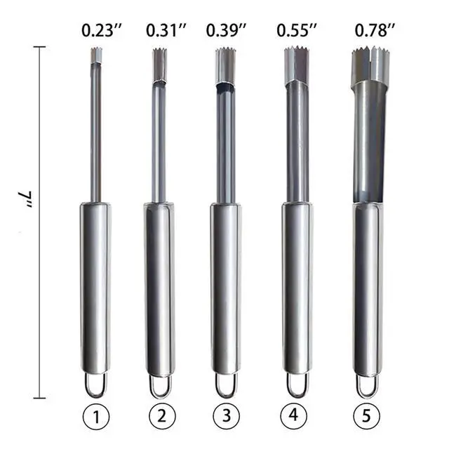 Alt view image 2 of 7 - 6 Pieces Corer and Pitter Fruit & Vegetable Multi-Function Stainless Corer and Pitter Remover Set for Apple, Pear, Cherry, Jujube, Red Dates, Berry, Chili