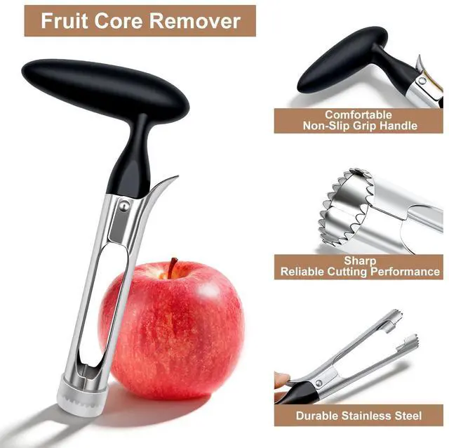 Alt view image 3 of 7 - Apple Corer, Apple Corer Tool, Premium Stainless Steel Core Remover Tool | Apple Core with Ergonomic Non-Slip Handle, Sharp Serrated Blade for Easy Core Removal, For Apples, Pears and Bell Peppers