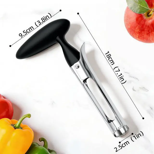 Alt view image 2 of 7 - Apple Corer, Apple Corer Tool, Premium Stainless Steel Core Remover Tool | Apple Core with Ergonomic Non-Slip Handle, Sharp Serrated Blade for Easy Core Removal, For Apples, Pears and Bell Peppers