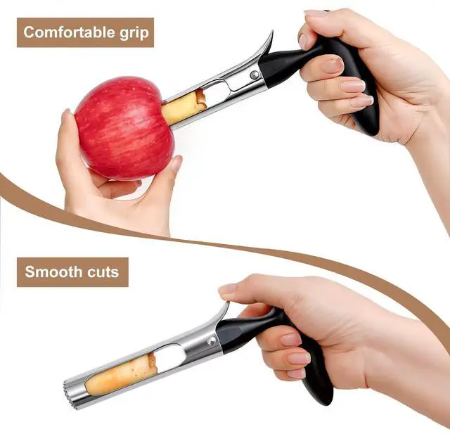 Alt view image 5 of 7 - Apple Corer, Apple Corer Tool, Premium Stainless Steel Core Remover Tool | Apple Core with Ergonomic Non-Slip Handle, Sharp Serrated Blade for Easy Core Removal, For Apples, Pears and Bell Peppers
