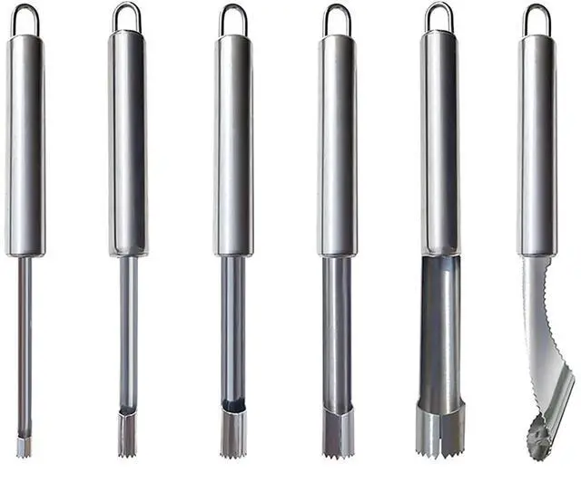 Main image of Fruit and Vegetable Corer Tool, Multi-Function Stainless Corer and Pitter Remover Set for Apple, Pear, Cherry, Jujube, Red Dates, Berry, Chili, Jalapeno Pepper, Tomato, potato - 6 Pieces