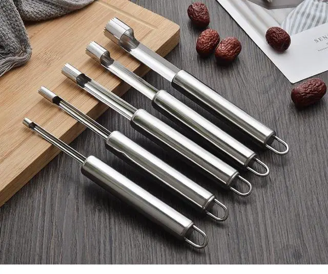 Alt view image 2 of 7 - Fruit and Vegetable Corer Tool, Multi-Function Stainless Corer and Pitter Remover Set for Apple, Pear, Cherry, Jujube, Red Dates, Berry, Chili, Jalapeno Pepper, Tomato, potato - 6 Pieces