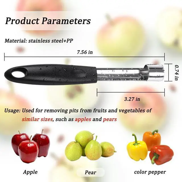 Alt view image 2 of 7 - 2PCS Apple Cupcake Corer, Fruit Vegetable Core Remover, Profession Healthy Stainless Steel Apple Remover Household Kitchen Tool for Fuji, Pears, Bell Peppers - Black