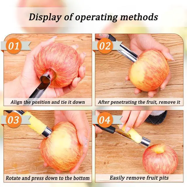 Alt view image 4 of 7 - 2PCS Apple Cupcake Corer, Fruit Vegetable Core Remover, Profession Healthy Stainless Steel Apple Remover Household Kitchen Tool for Fuji, Pears, Bell Peppers - Black
