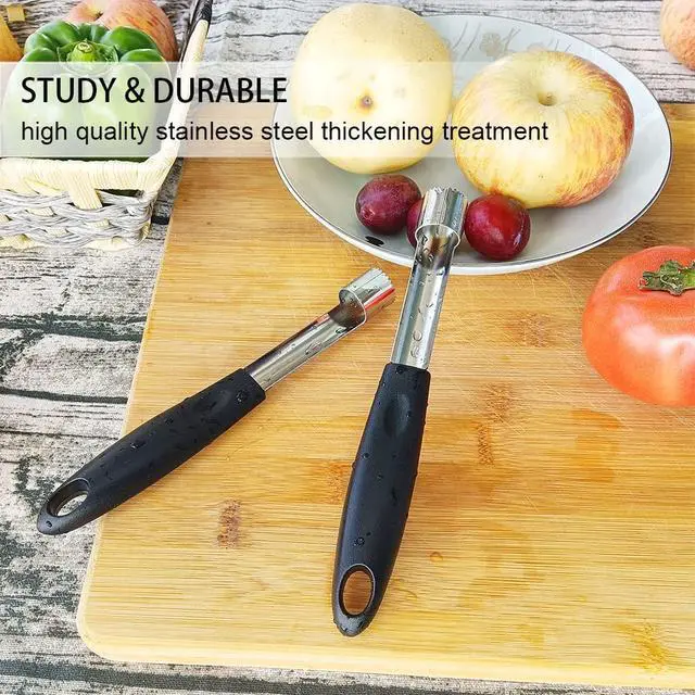 Alt view image 5 of 7 - 2PCS Apple Cupcake Corer, Fruit Vegetable Core Remover, Profession Healthy Stainless Steel Apple Remover Household Kitchen Tool for Fuji, Pears, Bell Peppers - Black