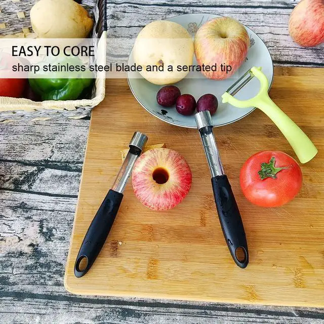 Alt view image 6 of 7 - 2PCS Apple Cupcake Corer, Fruit Vegetable Core Remover, Profession Healthy Stainless Steel Apple Remover Household Kitchen Tool for Fuji, Pears, Bell Peppers - Black
