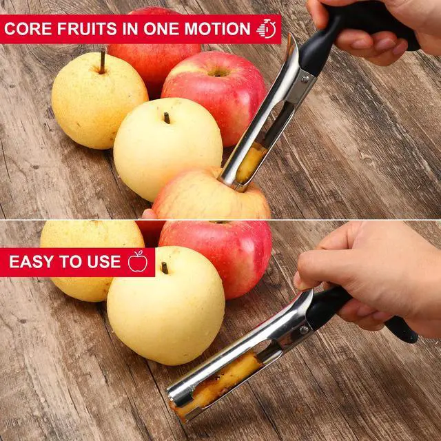 Alt view image 5 of 7 - Premium Apple Corer Tool - Easy to Use and Clean - Sturdy Apple Core Remover with Sharp Serrature - Stainless Steel Corers for Apple and Pear - Core Fruits with Ease(Black)