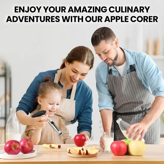 Alt view image 7 of 7 - Premium Apple Corer Tool - Easy to Use and Clean - Sturdy Apple Core Remover with Sharp Serrature - Stainless Steel Corers for Apple and Pear - Core Fruits with Ease(Black)