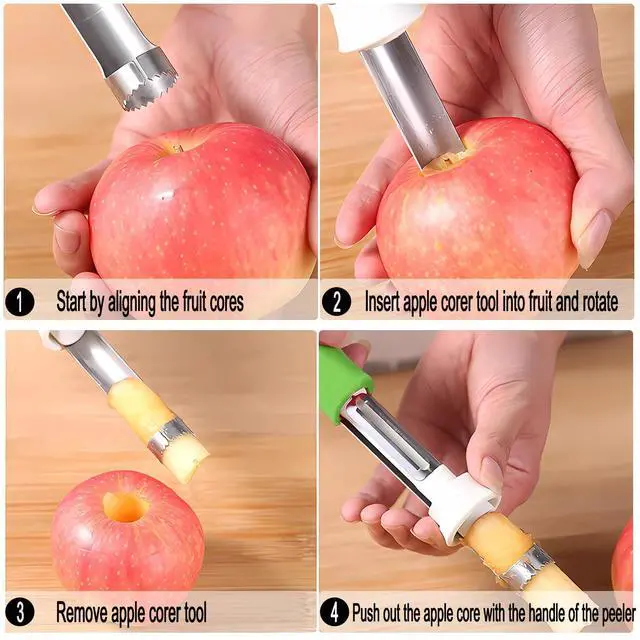 Alt view image 4 of 6 - 2 in 1 Apple Core Removal, Apple Peeler and Corer Tool, Stainless Steel Kitchen Core Removal Tool,Fruit Corer for Cored Apples, Pears, Bell Peppers, Cakes