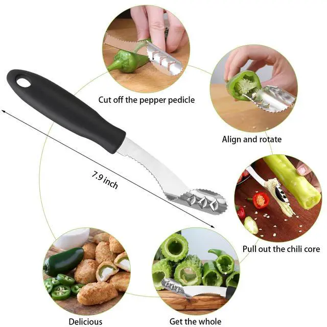 Alt view image 2 of 7 - Vegetable Corer Tool, 6 Pcs Stainless Steel Fruit and Vegetable Corer Tools for Home Kitchen Cherry Pear Jujube Zucchini Chili