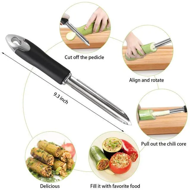 Alt view image 3 of 7 - Vegetable Corer Tool, 6 Pcs Stainless Steel Fruit and Vegetable Corer Tools for Home Kitchen Cherry Pear Jujube Zucchini Chili