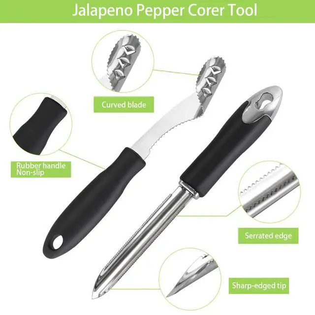 Alt view image 6 of 7 - Vegetable Corer Tool, 6 Pcs Stainless Steel Fruit and Vegetable Corer Tools for Home Kitchen Cherry Pear Jujube Zucchini Chili