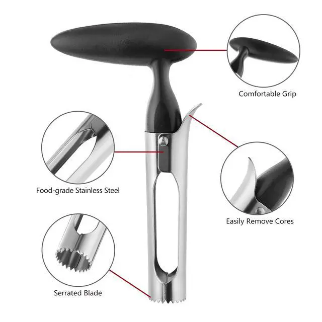 Alt view image 3 of 7 - Apple Corer Remover Tool, Ergonomics Handle with Sharp Serrated Blade | Easy to Use for Fruit Vegetable, Dishwasher Safe