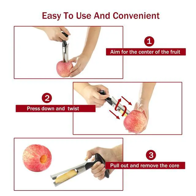 Alt view image 4 of 7 - Apple Corer Remover Tool, Ergonomics Handle with Sharp Serrated Blade | Easy to Use for Fruit Vegetable, Dishwasher Safe