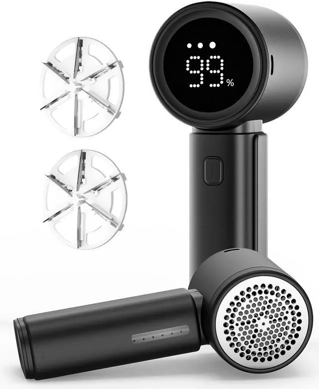 Main image of Fabric Shaver, Electric Lint Remover, Sweater Shavers to Remove Pilling with 3 Speeds, 6 Leaf Blade, LED Display & Type-C Rechargeable, Removes Fuzz, Pills for Clothes, Couch, Furniture