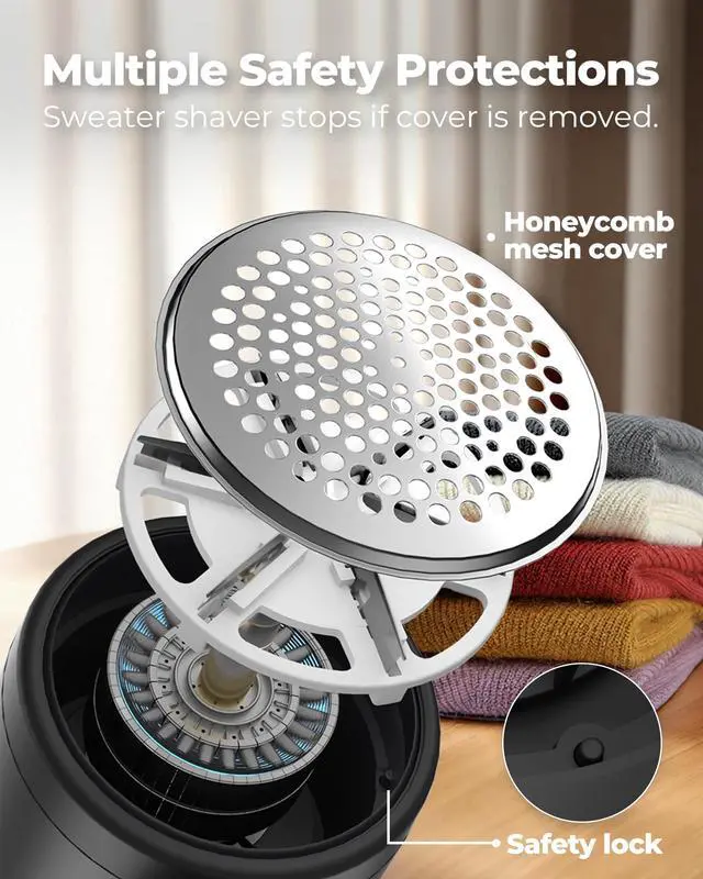 Alt view image 5 of 7 - Fabric Shaver, Electric Lint Remover, Sweater Shavers to Remove Pilling with 3 Speeds, 6 Leaf Blade, LED Display & Type-C Rechargeable, Removes Fuzz, Pills for Clothes, Couch, Furniture