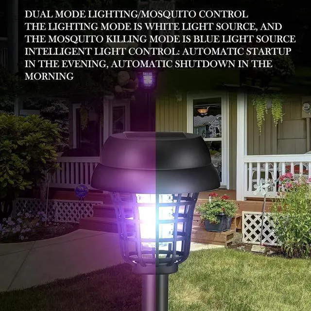 Alt view image 3 of 7 - Outdoor Bug Zapper for Lawn, Solar Mosquito Repellent Mosquito Zapper Killer Waterproof Lamp Repellent for Outdoor Patio Garden Lawn Pathway (2 Packs)