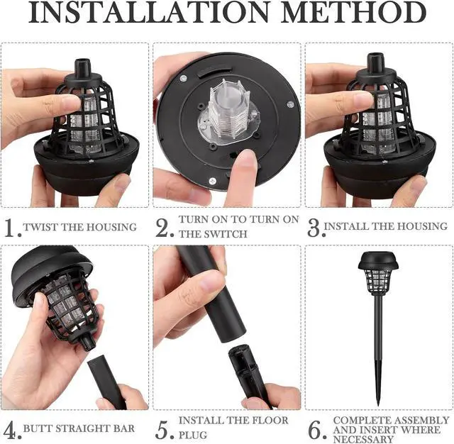 Alt view image 4 of 7 - Outdoor Bug Zapper for Lawn, Solar Mosquito Repellent Mosquito Zapper Killer Waterproof Lamp Repellent for Outdoor Patio Garden Lawn Pathway (2 Packs)